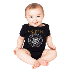 Body infantil rock Queen logo bandeira estampa exclusiva