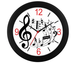 Relógio de parede notas musicais