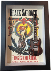 Miniatura Instrumento Musical Guitarra Black Sabbath com quadro