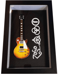 Miniatura Instrumento Musical Guitarra Led Zeppelin com quadro