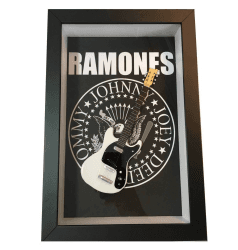 Miniatura Instrumento Musical Guitarra Ramones com quadro