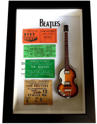 Miniatura Instrumento Musical Baixo The Beatles Paul McCartney com quadro