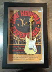 Miniatura Instrumento Musical Guitarra  Jimi Hendrix com quadro