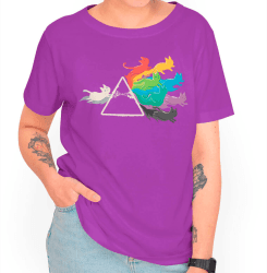 Camiseta Geek Feminina Gato Prisma 5 Cores