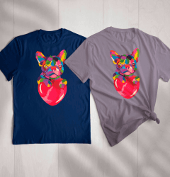 Camiseta Masculina Bulldog Colorido Coração Amor 6 Cores