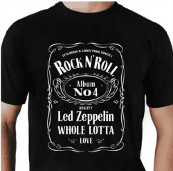 Camiseta Led Zeppelin Rock and Roll Whisky Vintage