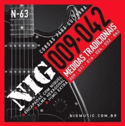 Cordas para Guitarra Encordoamento NIG N63 0,09-0,42-0