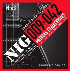 Cordas para Guitarra Encordoamento NIG N63 0,09-0,42